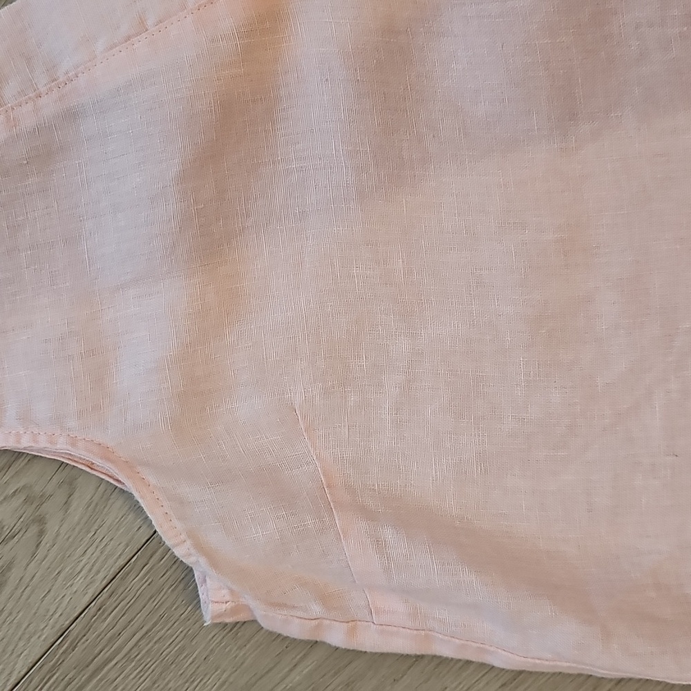 Harve Benard Linen Light Pink Sleeveless V-Neck & Open Back Blouse, Small - Picture 5 of 15